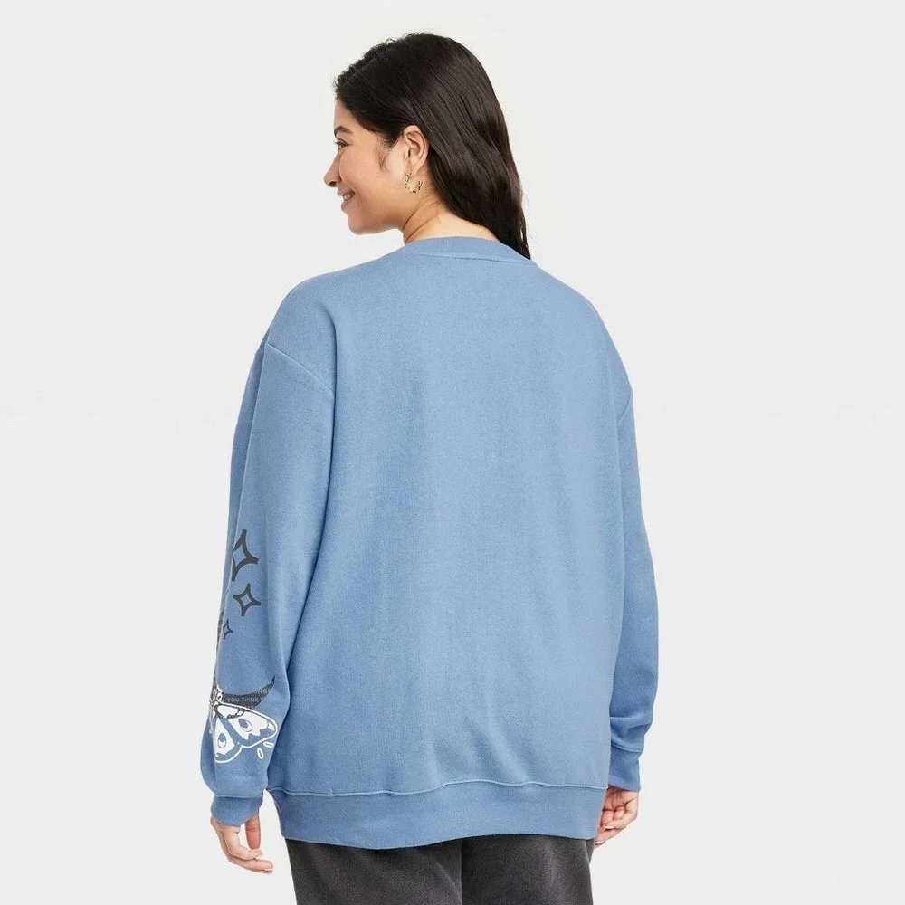 Womens Disney Plus Size Grogu Stronger Than You Think Graphic Sweatshirt Blue 1X - Picture 3 of 8